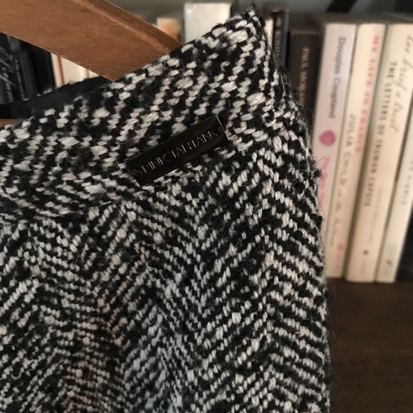 Pink Tartan Black and White Herringbone Wool Full Lined Pencil Skirt 10 Like New - Picture 8 of 16